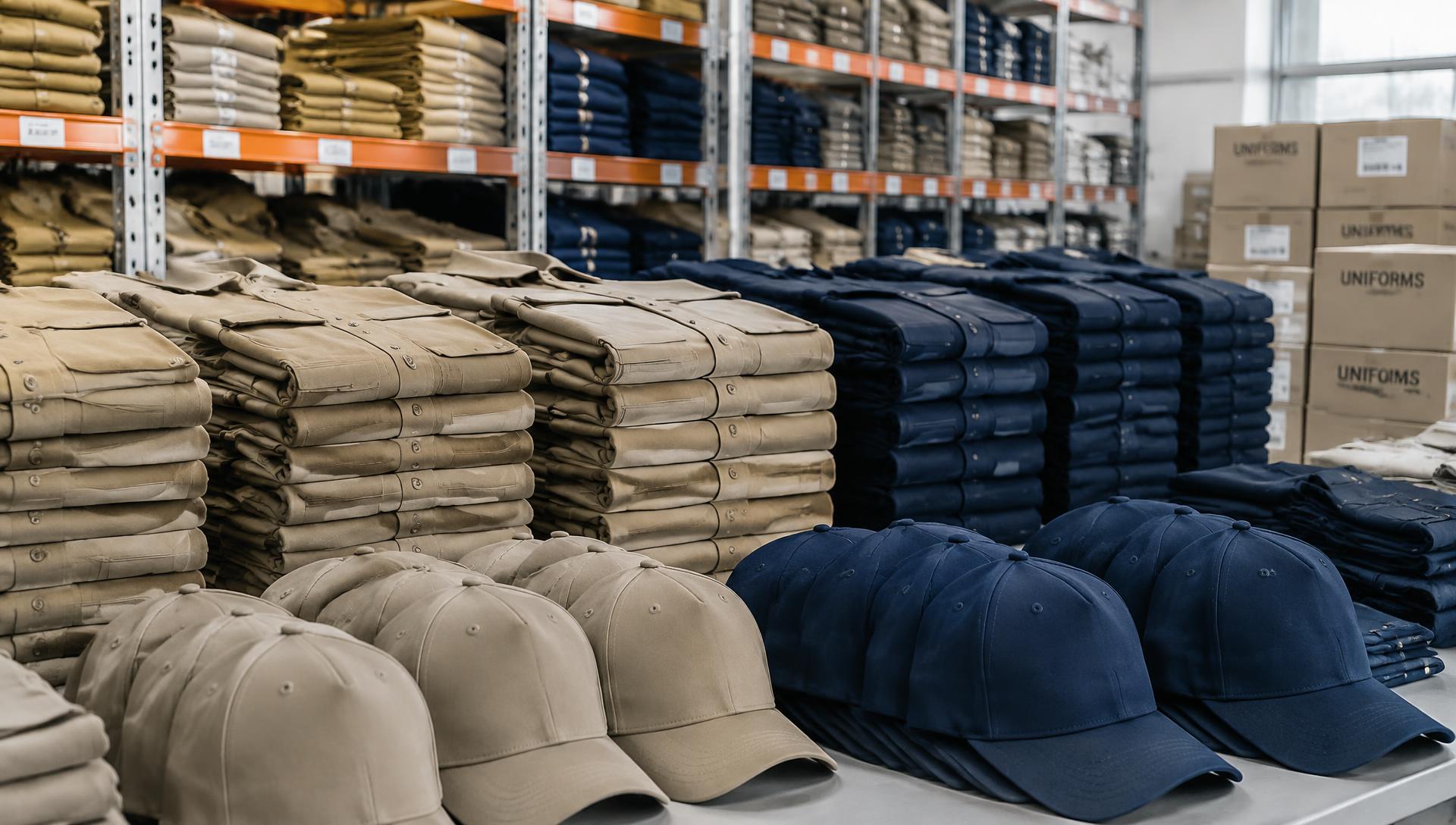Uniforms stacked for wholesale supply